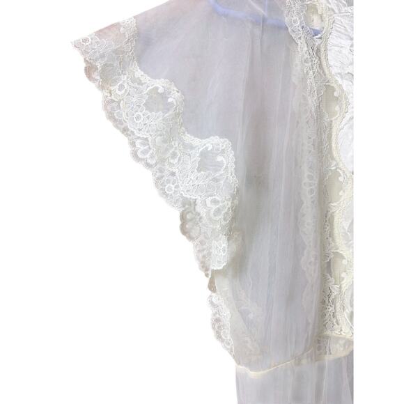 Val Mode 60s Cream Vintage Sheer Peignoir Robe size Medium - Picture 9 of 12